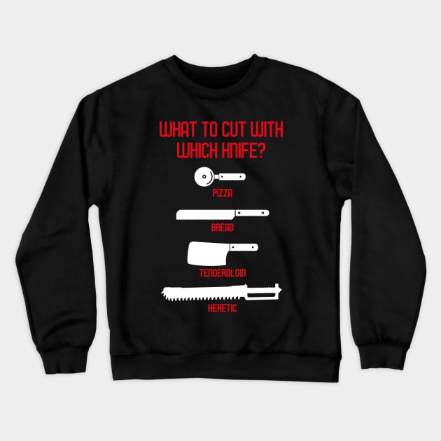 What to Cut With Which Knife Meme Chart Crewneck Sweatshirt by pixeptional